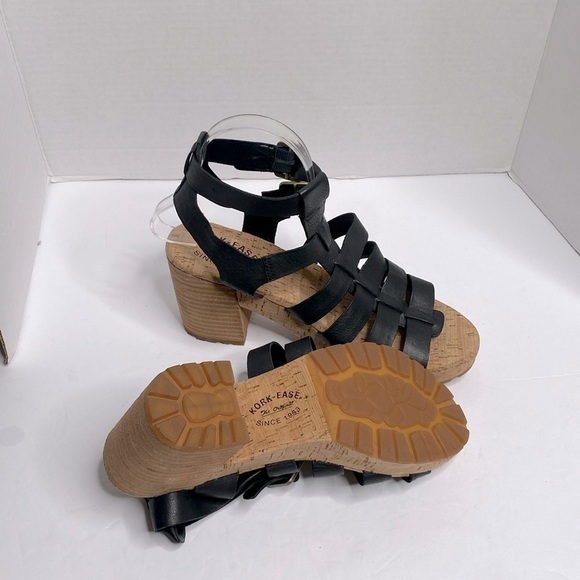 Kork Ease Camille Black Leather Wedge Slingback Heeled Sandals Size 9 - Picture 8 of 8